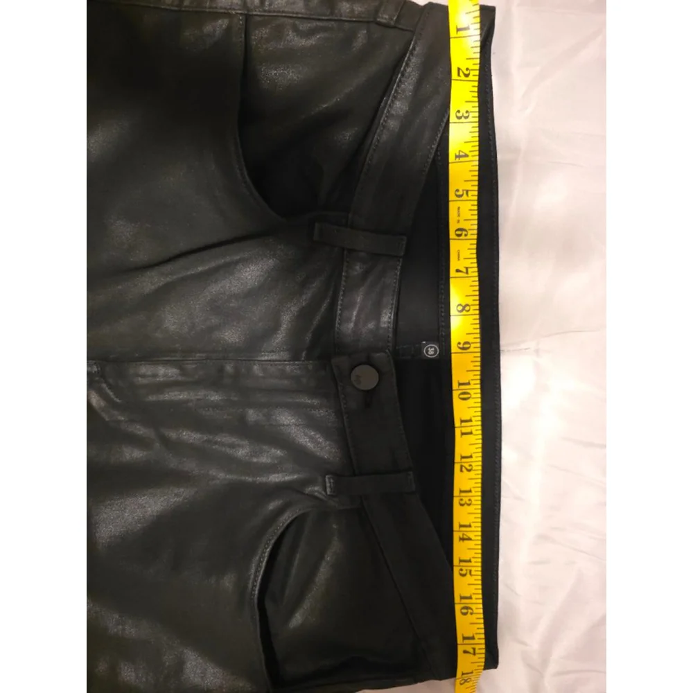 Monfrère Black Coated Cargo Pants Slim Fit Leather Look Size 38